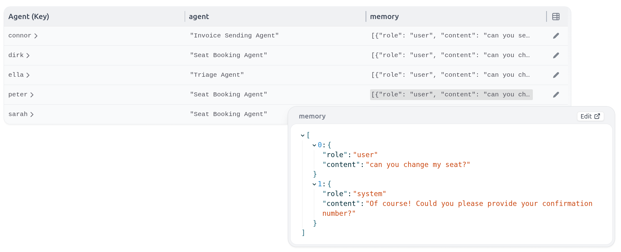 Agent state Restate UI