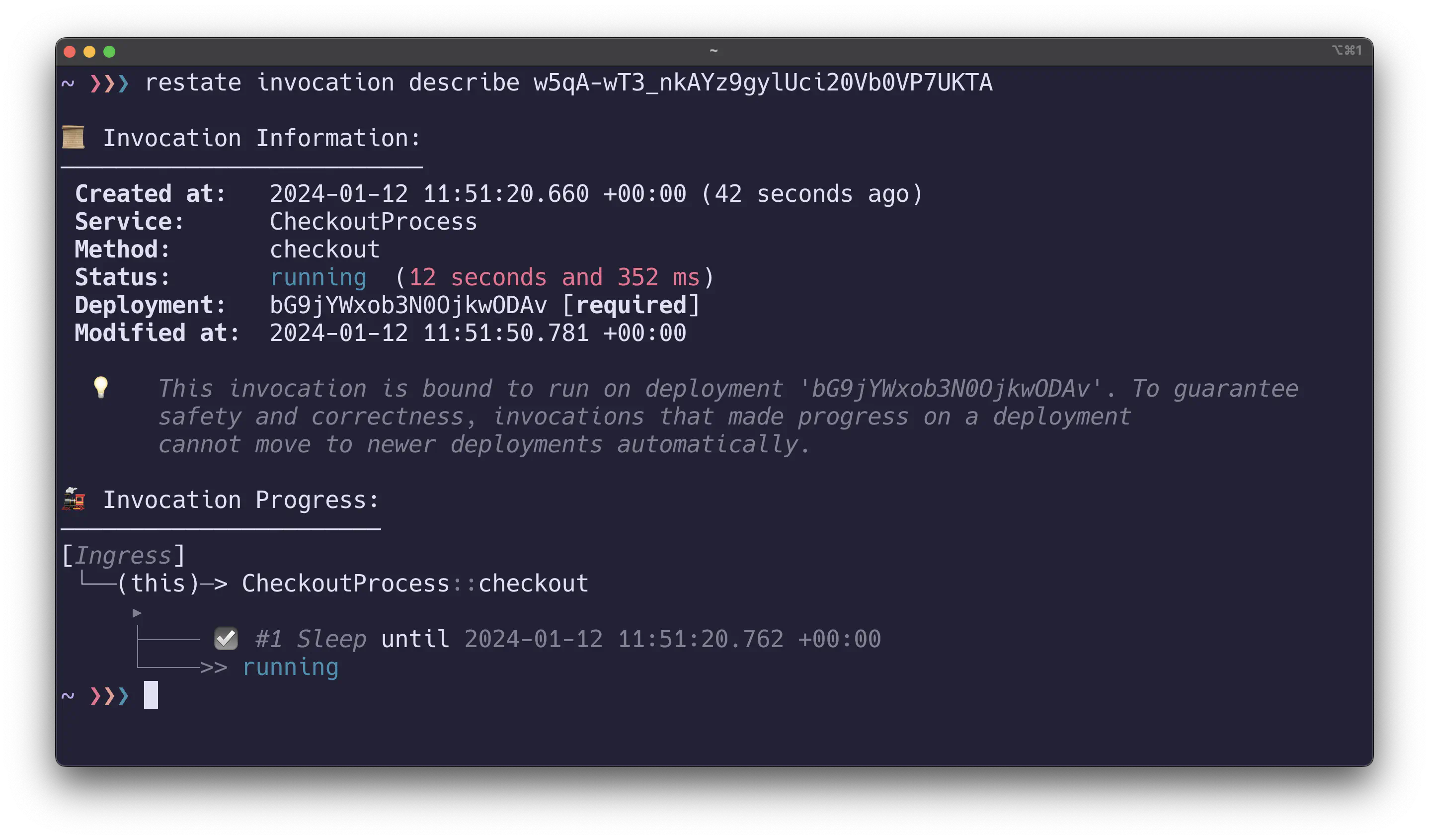 Inspecting ongoing invocations shows their status and progress. Inspecting ongoing invocations shows their status and progress.